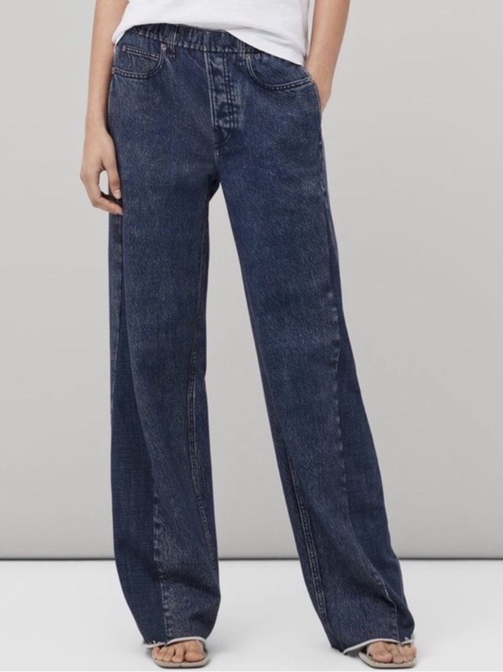 Rag & Bone Miramar Wide Leg Trompe L'oeil Cotton Pants Faux Jean Bridle Trail XS - Picture 1 of 12